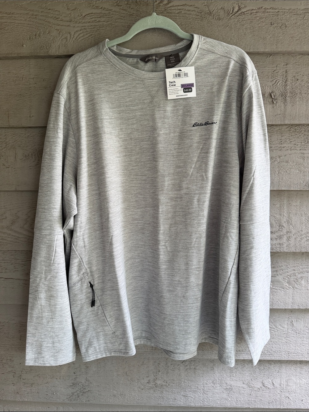 Eddie Bauer Men’s Light Gray Long-Sleeve Tech Crew